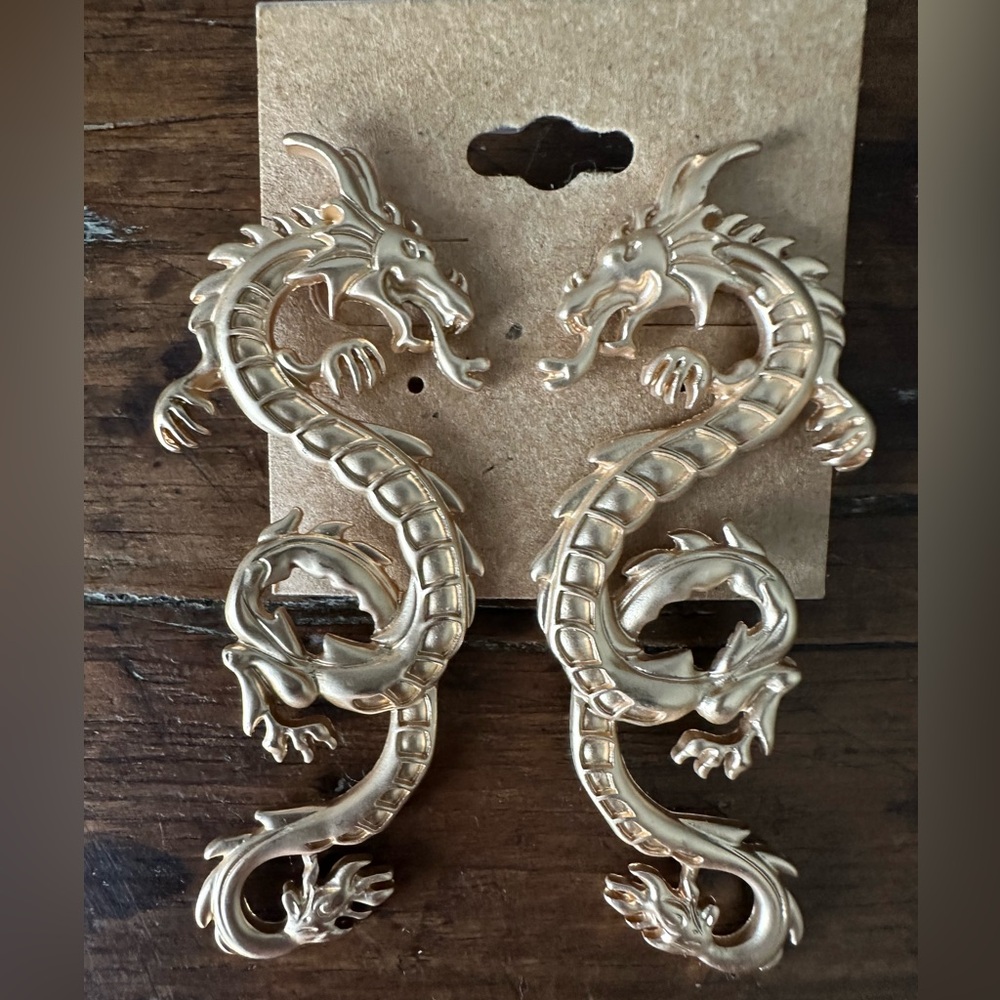 Matt Gold Dragon Earrings